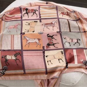 Equestrian Print Silk-Feel Head Scarf 35X35